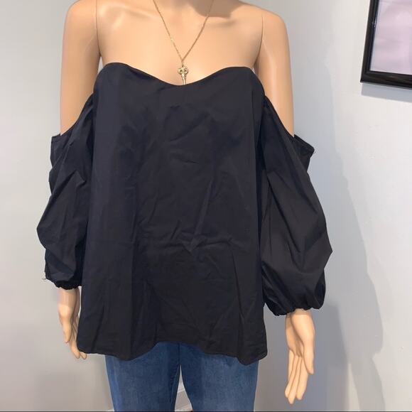 INC Black Off The Shoulder Puffy Sleeve Blouse Top - Picture 1 of 7